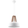 Suspension Acier Blanc/Bois Naturel E27 1 Casco