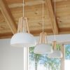 Suspension Acier Blanc/Bois Naturel E27 1 Casco