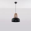 Suspension Acier Noir/Bois Naturel E27 1 Casco