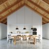 Suspension Acier Noir/Bois Naturel E27 1 Casco