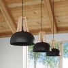 Suspension Acier Noir/Bois Naturel E27 1 Casco