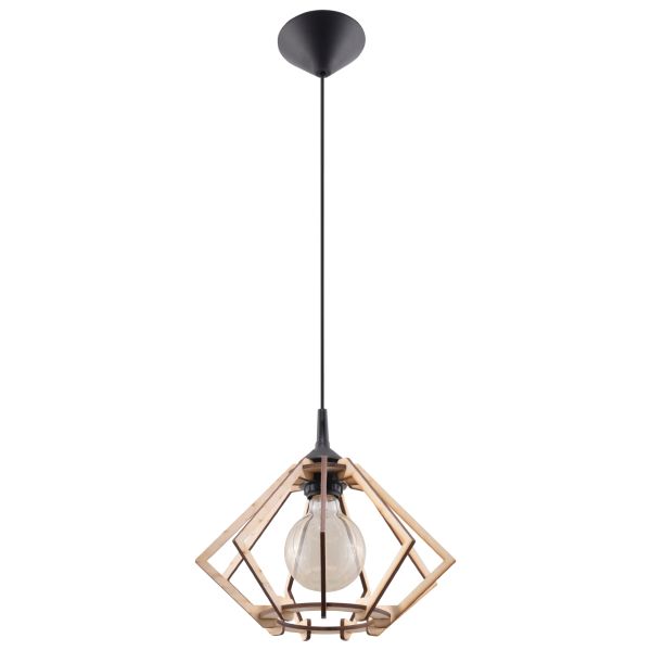 Suspension Bois Bois Naturel E27 1 Pompelmo