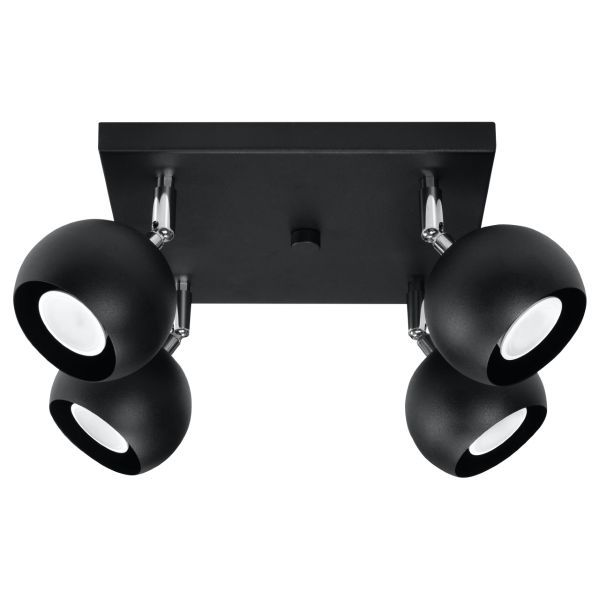 Plafonnier Acier Noir GU10 4 Oculare