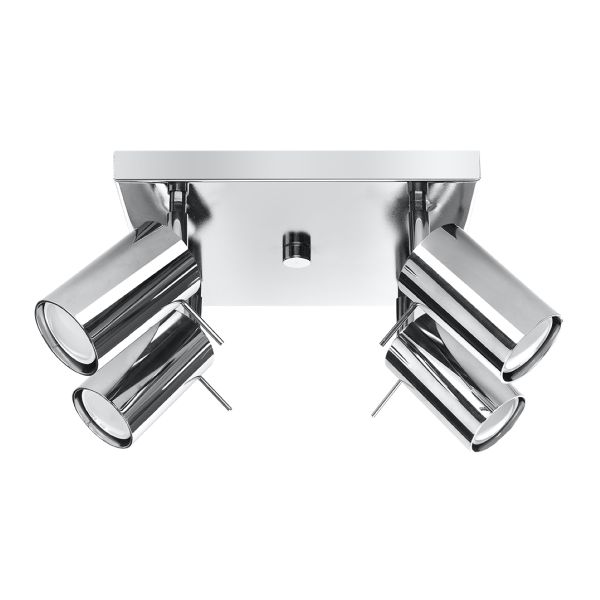 Plafonnier Acier Chrome GU10 4 Ring