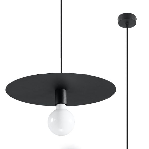 Suspension Acier Noir E27 1 Flavio
