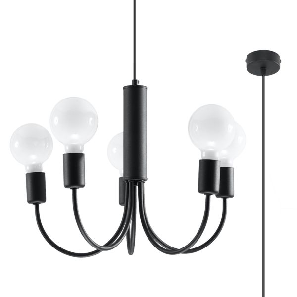 Suspension Acier Noir E27 5 Piccolo