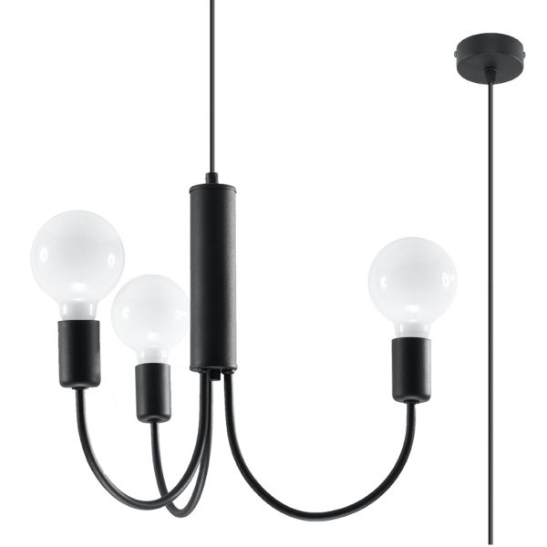 Suspension Acier Noir E27 3 Piccolo