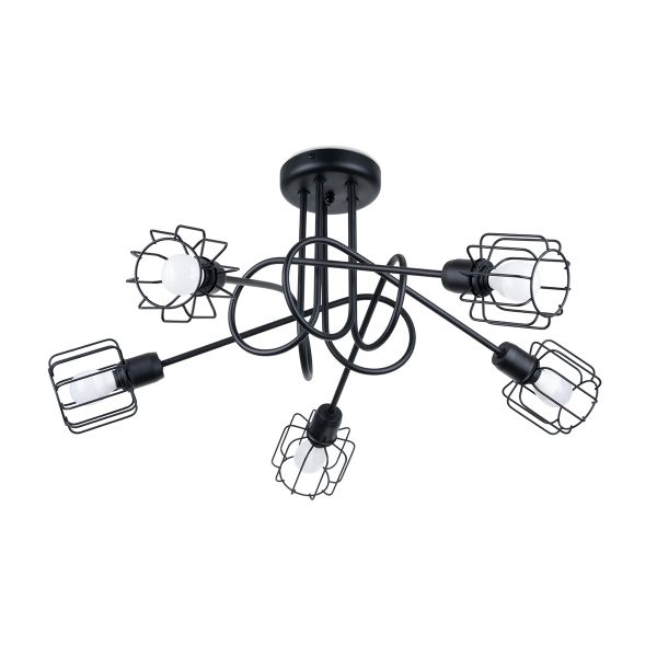 Lustre Acier Noir E14 5 Beluci