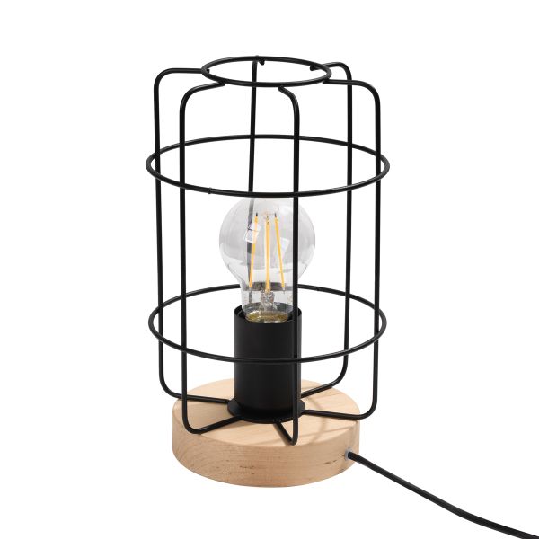 Lampe à poser Acier Bois/Noir E27 1 Gotto