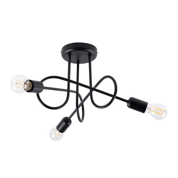 Lustre Acier Noir E27 3 Loop