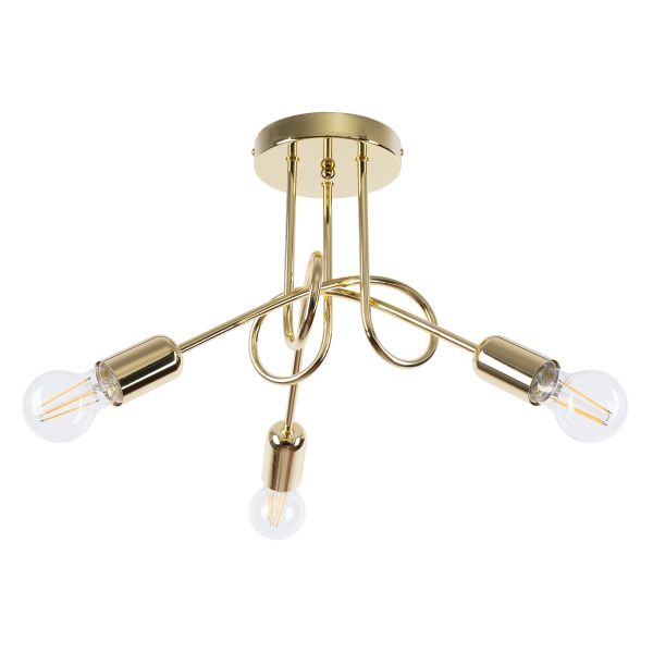 Lustre Acier Éclat Doré E27 3 Loop
