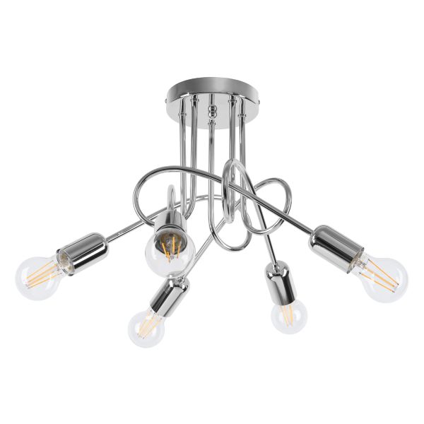 Lustre Acier Chrome E27 5 Loop