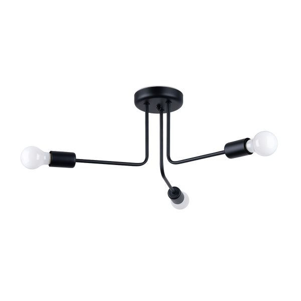 Lustre Acier Noir E27 3 Norah