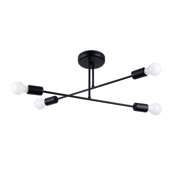 Lustre Acier Noir E27 4 Norah