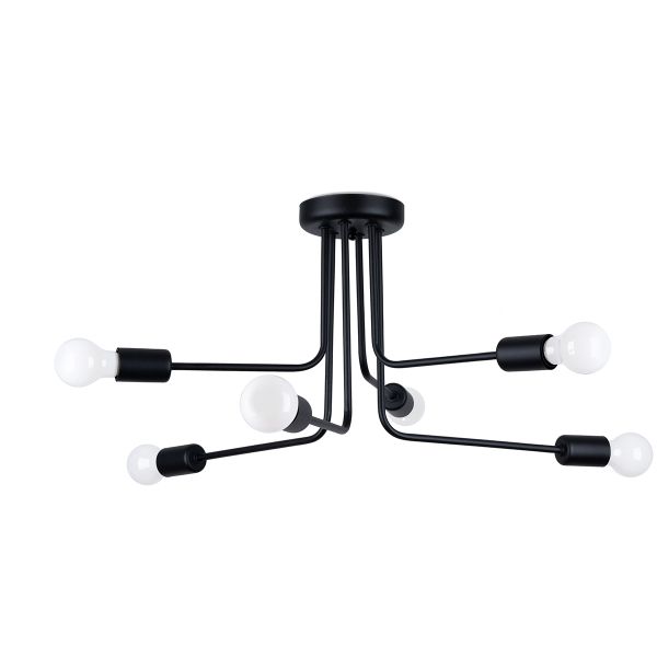 Lustre Acier Noir E27 6 Norah