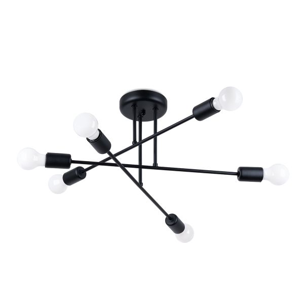 Lustre Acier Noir E27 6 Norah 2