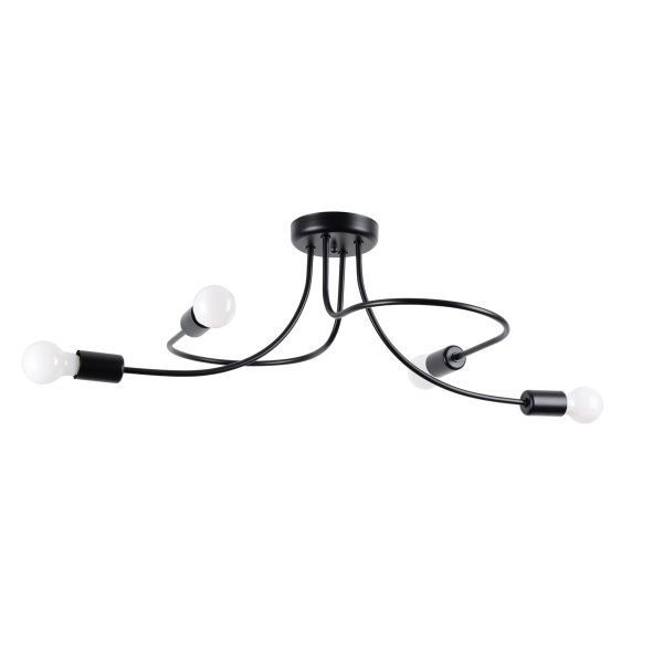 Suspension Acier Noir E27 4 Levar