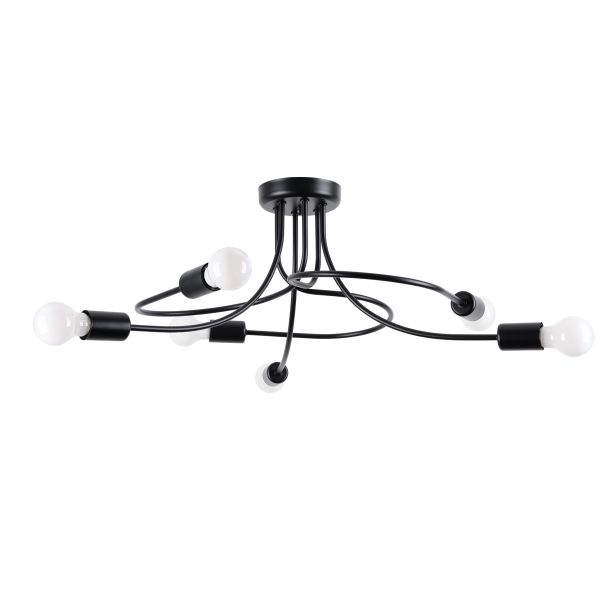 Suspension Acier Noir E27 6 Levar