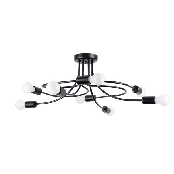 Suspension Acier Noir E27 8 Levar