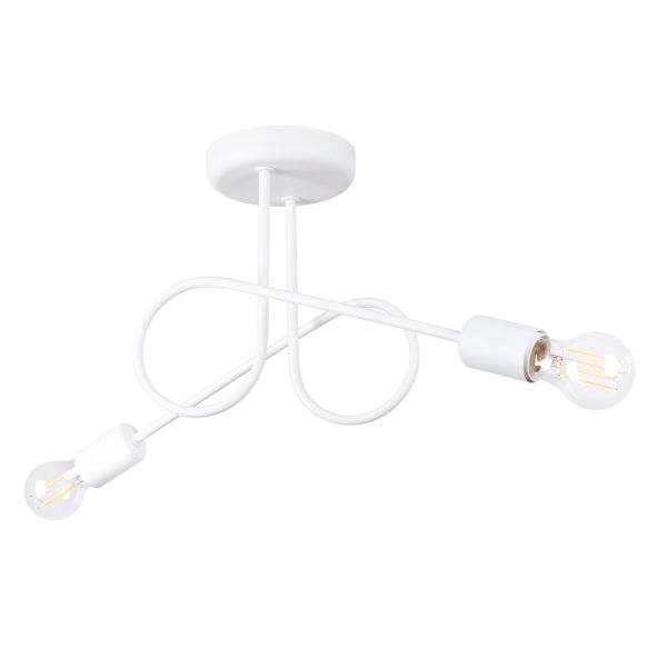 Lustre Acier Blanc E27 2 Loop