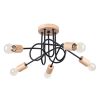 Lustre Acier Noir/Bois Naturel E27 5 Ember