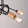 Lustre Acier Noir/Bois Naturel E27 5 Ember