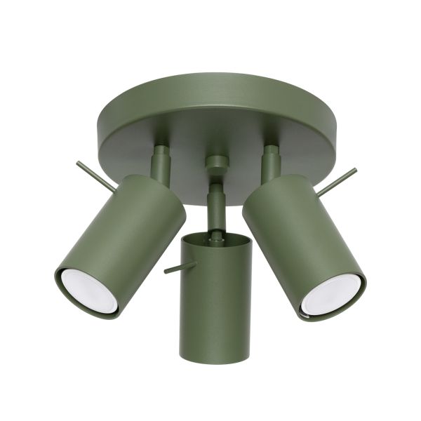 Plafonnier Acier Vert Olive GU10 3 Ring