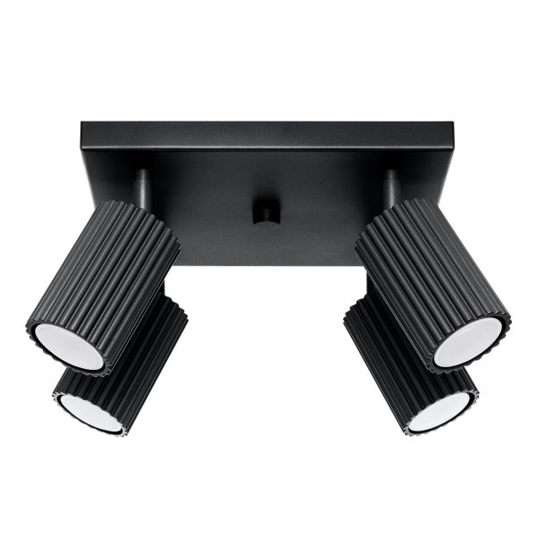 Plafonnier Aluminium Noir GU10 4 Karbon