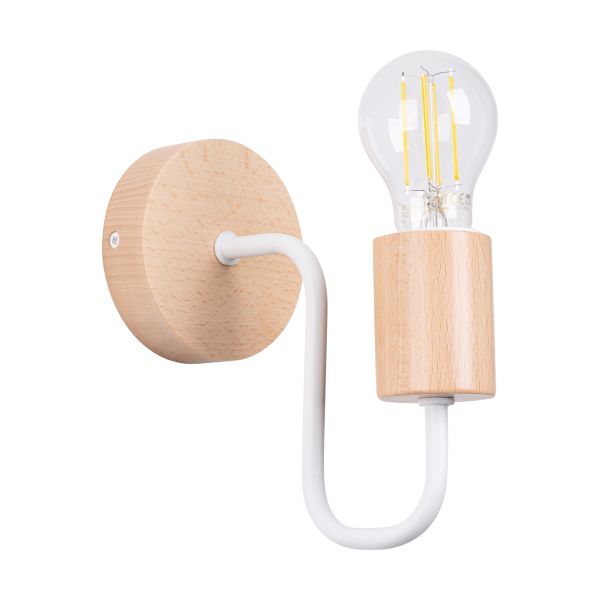 Applique Acier Blanc/Bois Naturel E27 1 Timbo