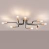 Lustre Acier Noir/Bois Naturel E27 8 Timbo