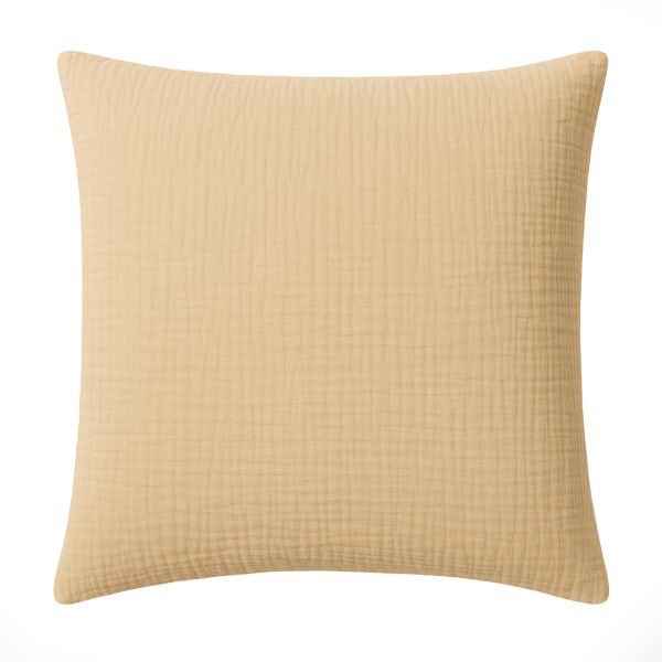 Taie d'oreiller 65x65 cm Gaze de Coton Lavé Ecru Naturel