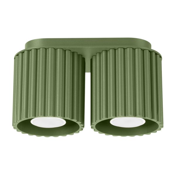 Plafonnier Aluminium Vert Olive GU10 2 Aura