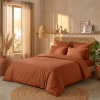 Housse de couette 220x240 cm + 2 taies 100% Percale de Coton 80 fils Terracotta