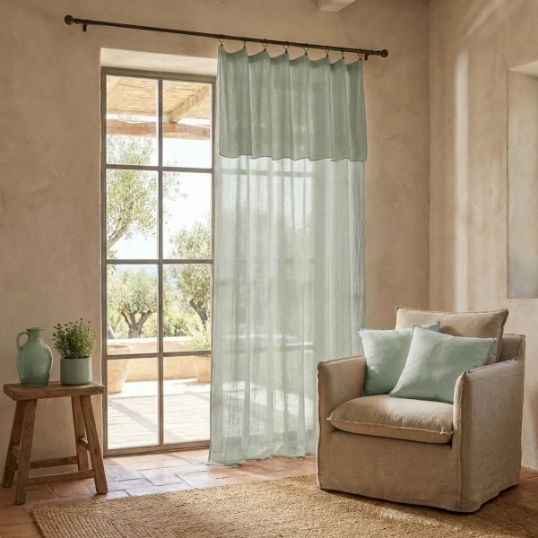 Rideau ajustable 140x300 cm Gaze de Coton Eucalyptus