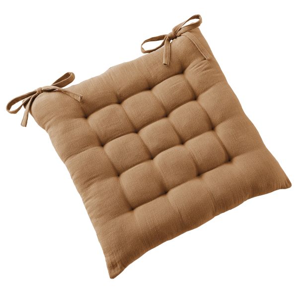 Coussin de chaise 40x40 cm Gaze de Coton Terra Camel