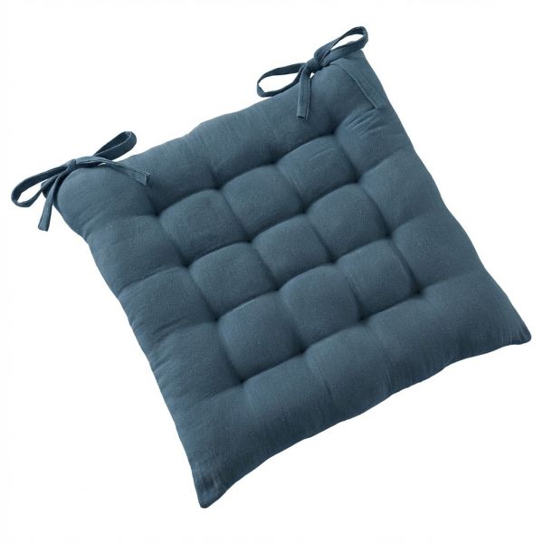 Coussin de chaise extérieur 38x38 cm Coton Dahlia Bleu Jean