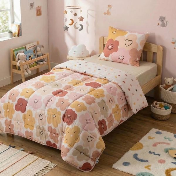 Couette imprimée 140x200 cm +1 taie Coton Hortense