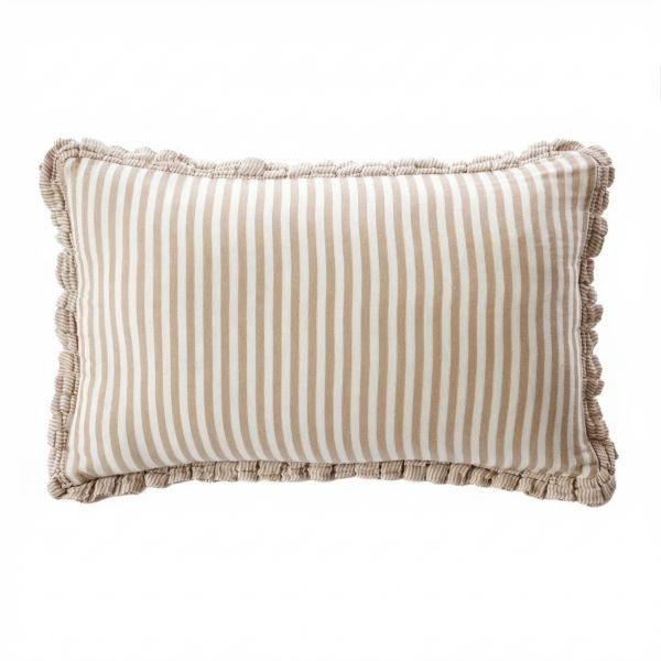 Coussin rectangulaire déhoussable 40x60 cm Gaze de Coton Camélia Ficelle