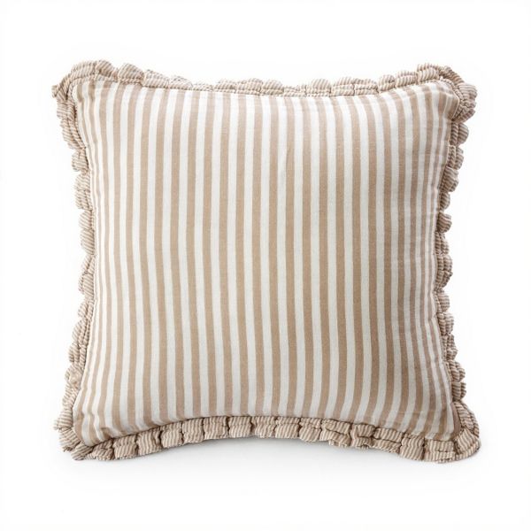 Coussin carré déhoussable 45x45 cm Gaze de Coton Camélia Ficelle