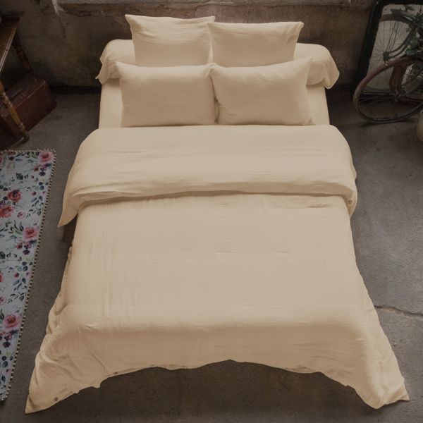 Housse de couette 240x280 cm Gaze de Coton Terra Ficelle