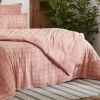 Housse de couette Reversible 200x200 cm Gaze de Coton Terra Harmonie Rose Foncé