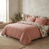 Housse de couette Reversible 220x240 cm Gaze de Coton Loana Rose Foncé