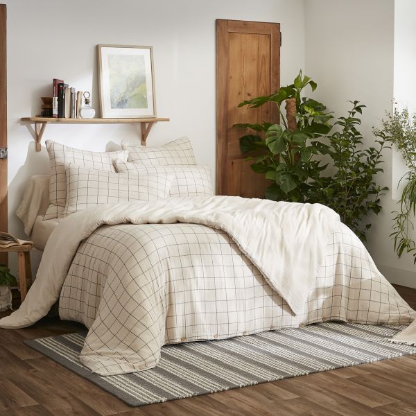 Housse de couette Reversible 220x240 cm Gaze de Coton Terra Harmonie Naturel