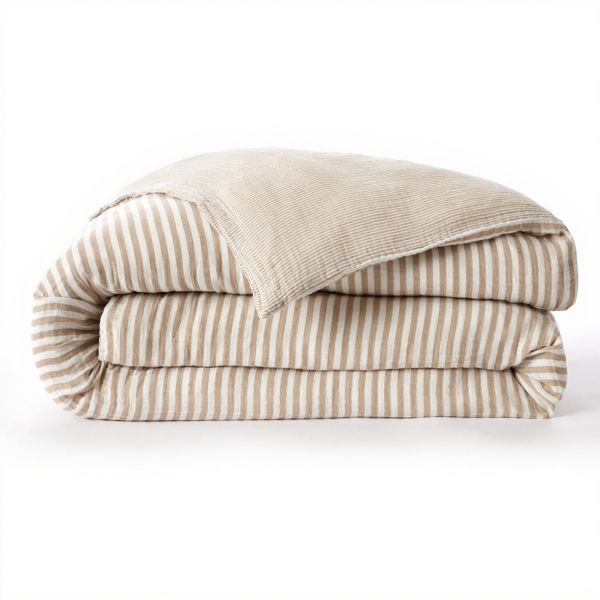 Housse de couette Reversible 220x240 cm Gaze de Coton Camélia Ficelle