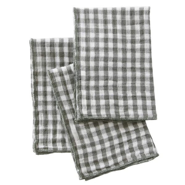 Lot de 3 serviettes 40x40 cm Gaze de Coton Vickie Romarin