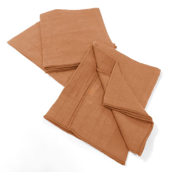 Lot de 3 serviettes 40x40 cm Gaze de Coton Terra Abricot