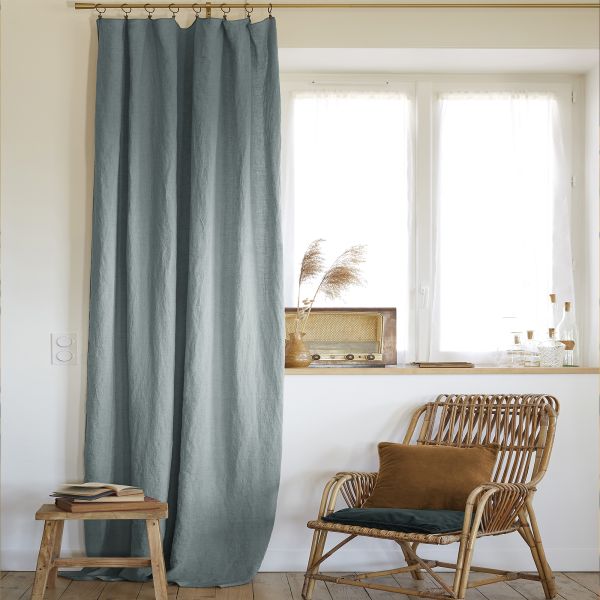 Rideau ajustable 140x270 cm Lin Rosalie Azur