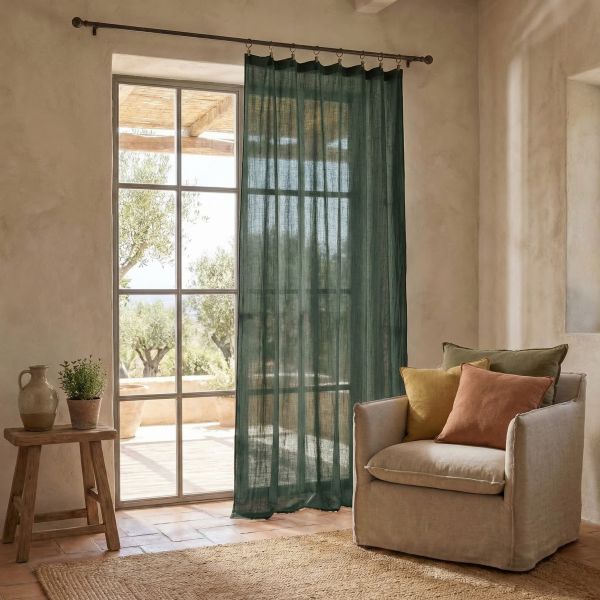 Rideau ajustable 140x300 cm Gaze de Coton Terra Sapin