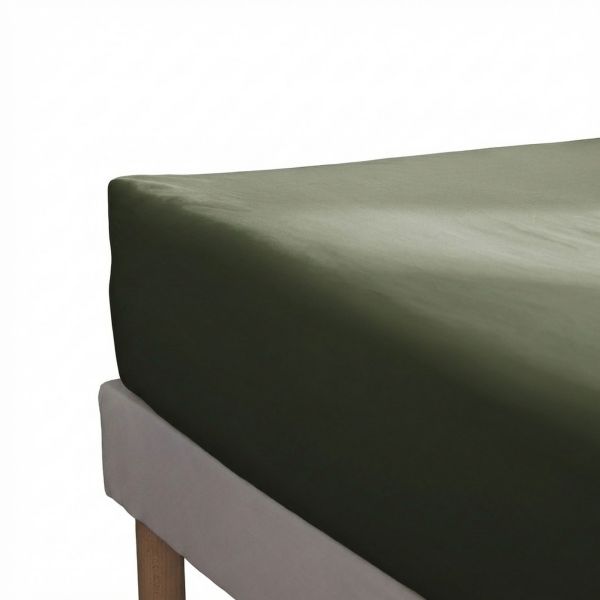 Drap housse 200x200+35 cm Percale de Coton Thym