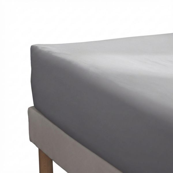 Drap housse 90x190+25 cm Percale de Coton Galet